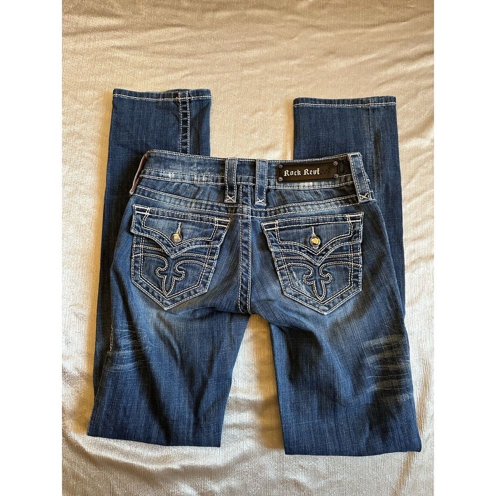 Rock Revival Womens Sz 27 Celine Straight Blue Jeans Mid Rise Medium Wash